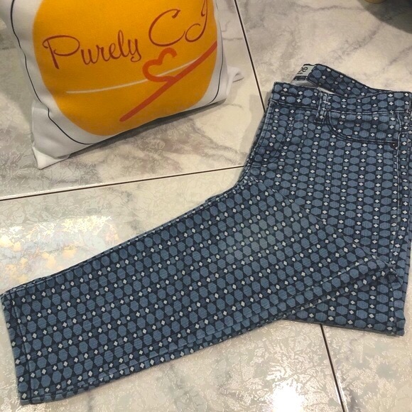 JOE FRESH Denim Jeans Geo Print Blue White Size 4 - Picture 3 of 7